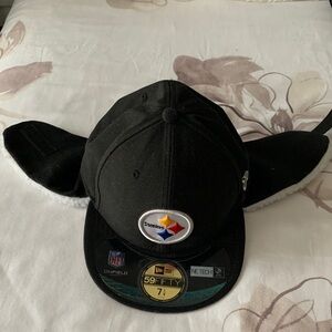 New Era Black 59FIFTY Steelers Cap with White Lining